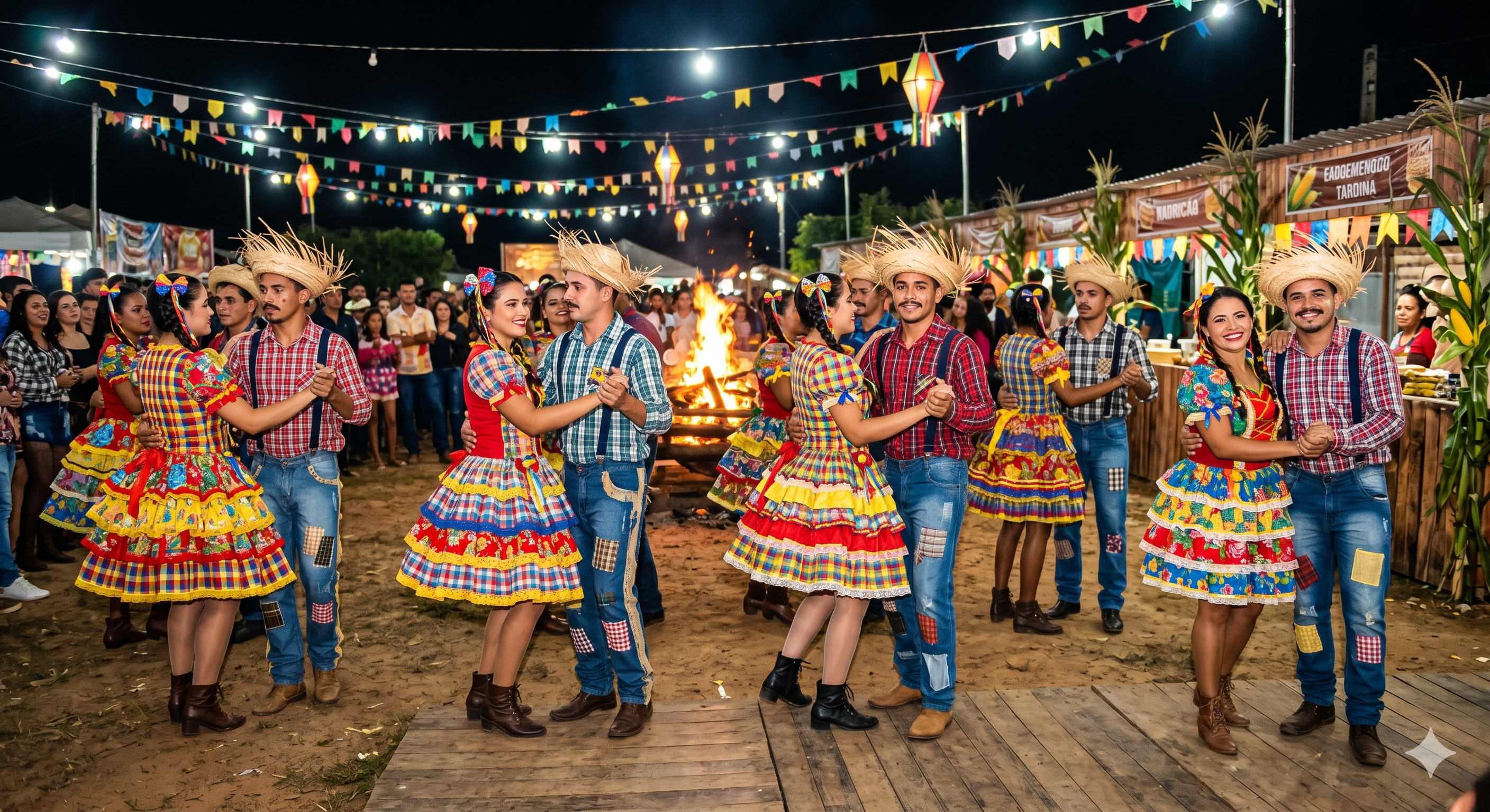 Casais dançando forró em festa junina — Circuito do Forró
